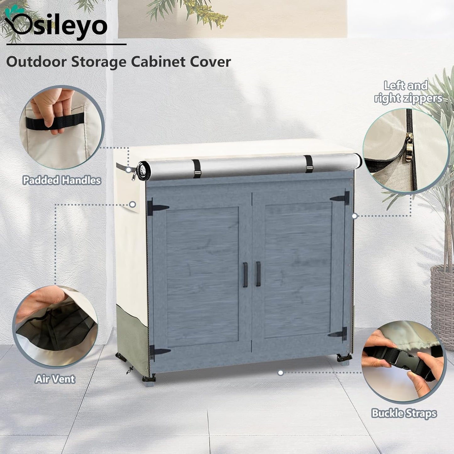 Outdoor Garden Potting Bench Table Cover with Split Zipper,Outdoor Storage Cabinet Cover,Heavy 600D Duty Waterproof Anti-UV All Weather Protection,39" x 19" x 36" -Beige