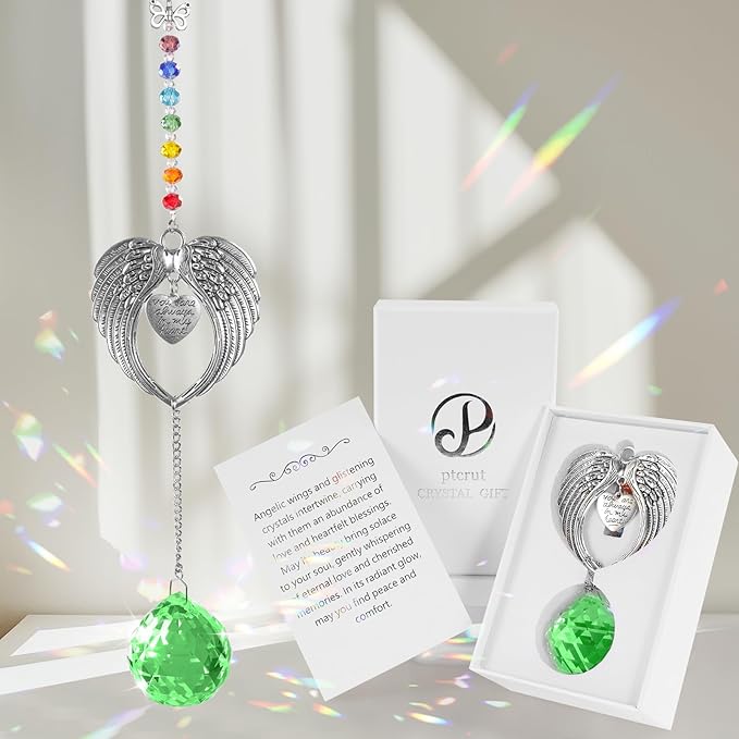 Memorial Gifts for Loss of Loved One Unique Sympathy Gifts Rainbow Sun Catcher Indoor Window Hanging Crystal Prism Grief Bereavement Gifts Ideas for Who Loss of Mom Dad (Green)