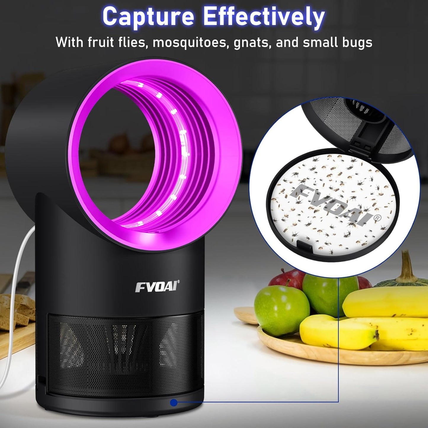 Fruit Fly Trap for Indoors, Fly Traps for Home Gnat Traps House Indoor, Indoor Insect Trap with Time Setting, 10 Sticky Glue Boards (Pink)