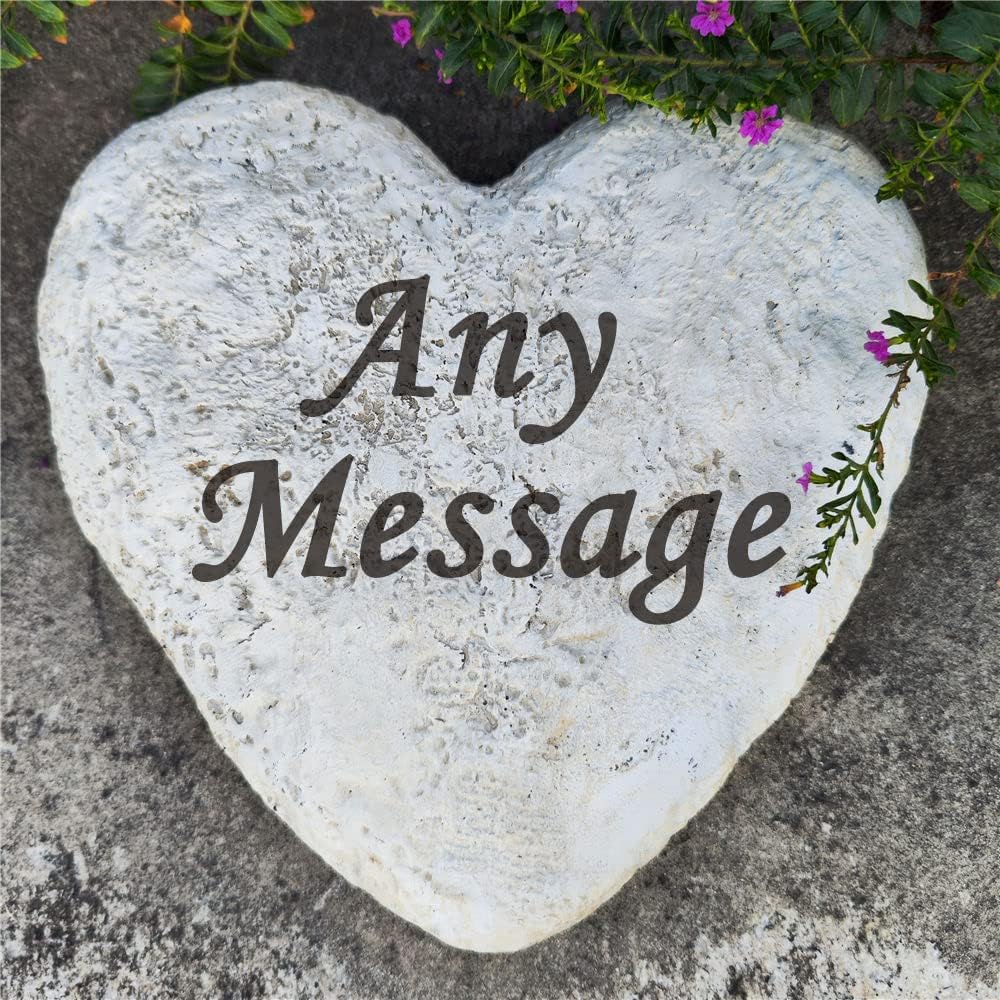 Personalized Garden Memorial Stones Engraved Rocks with Any Message, Decorative Grave Memorial Plaques Rocks for Loved Ones Outside Cemetery Decoration, Resin, 8.6" x 8.6"