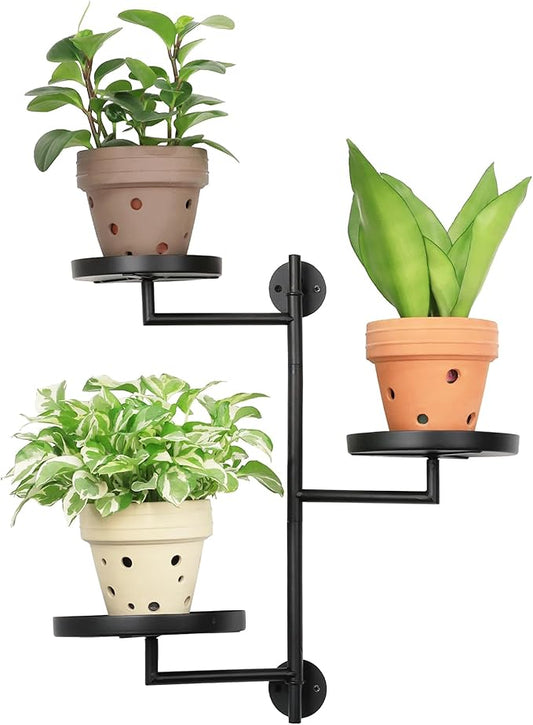 Rotating Window Wall Plant Shelves Stand Holder, 3 Tiered Metal Floating Plant Shelf Hanger Indoor , Window Sill Gifts