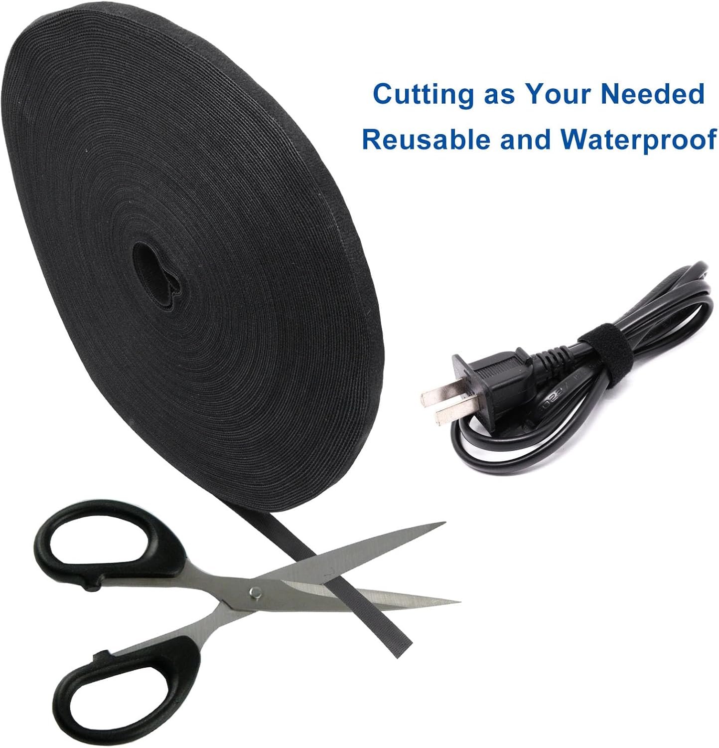 Plant Ties 131ft Feet, Plant Tape Reusable Nylon Hook and Loop Tape, Garden Strap for Climbing Plants Supports, Tree Ties for Flower Vine Tomato Branches, Cable Wire (Black)