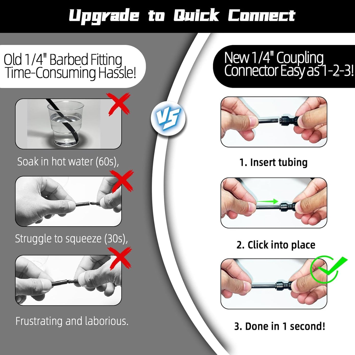 30 Pack Quick Connect 1/4" Drip Irrigation Coupling Connectors, Universal Straights Fitting for 1/4 Inch Irrigation Tubing, Leak Free Fittings for Sprinkler or Drip Irrigation System