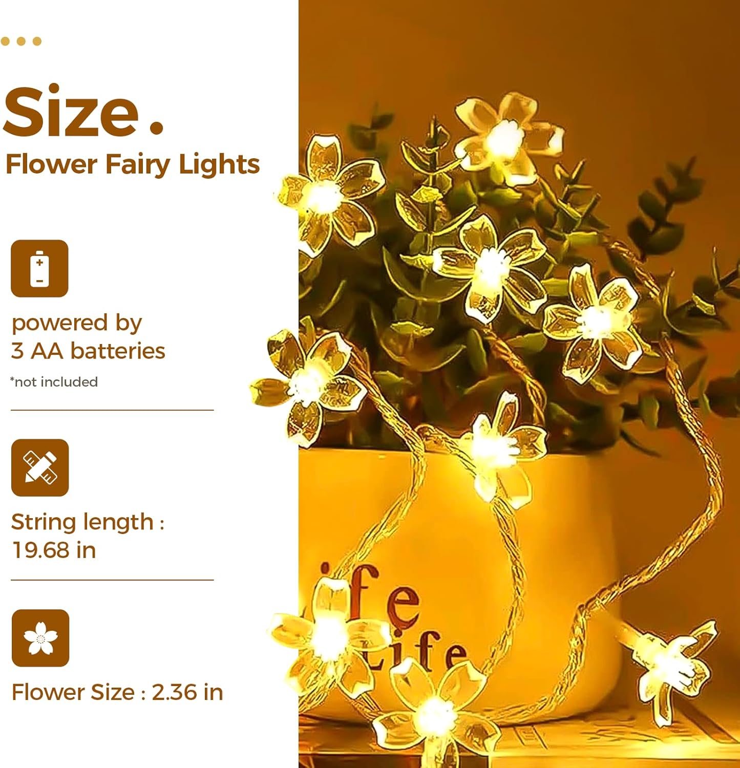 Bamworld Plant Stand Indoor with Flower Fairy Lights Battery Plant Shelf Wood Plant Rack for Multiple Plants 3 Tiers Ladder Plant Holder for 7 Pots for Living Room Home Decor for Gardening Gifts