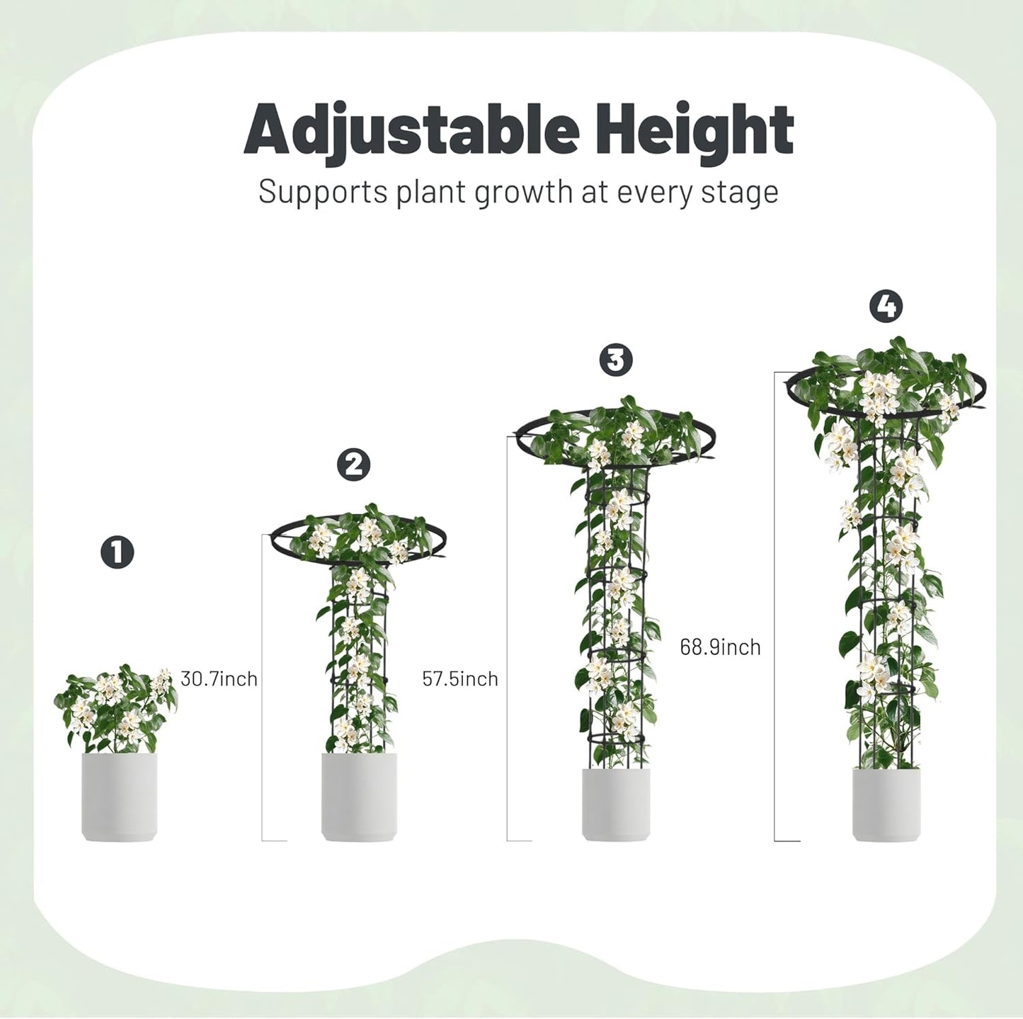 Garden Trellis for Climbing Plants Outdoor, 5.7FT Tall Metal Obelisk Trellis, 68.9" Umbrella Trellis for Potted Plants, Mushroom Top Trellises for Vines, Rose, Clematis, Pea, Bean, Tomato