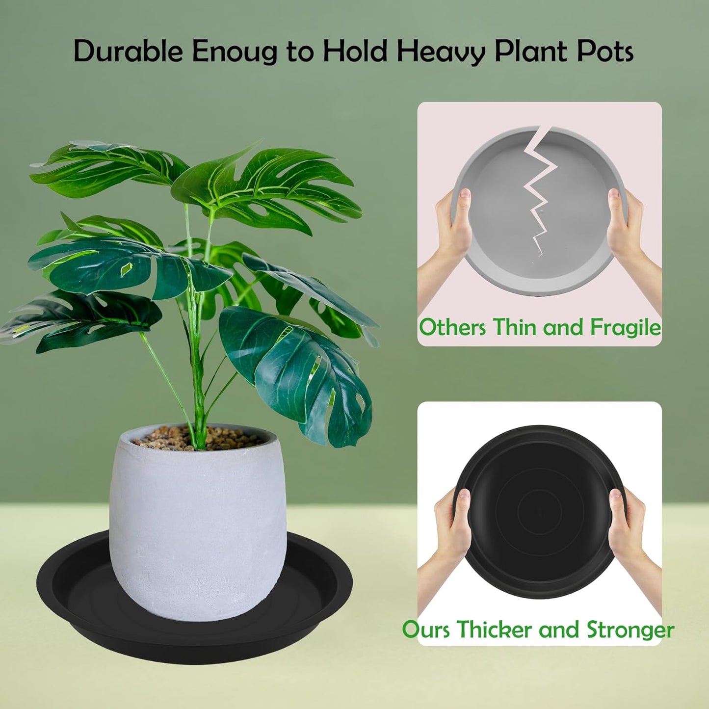 4 Pack 14 Inch Round Plant Saucers for Less 11.8 Inch Pot Indoors Outdoors Plant Trays for Pots Planter Saucer Plastic Plant Drip Tray Planter Water Tray for Potted Plants(Black, 13.8"(4pcs))