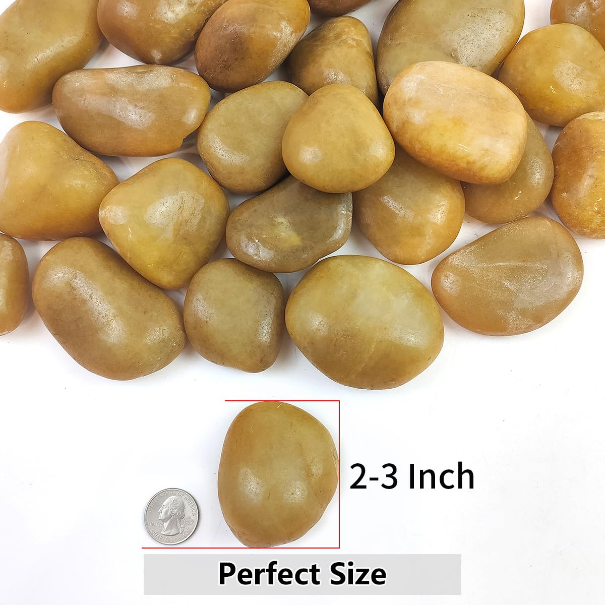 10lbs Yellow River Rocks, 2-3 Inch Natural Pebbles for Indoor Plants, High Polished Decorative Stones Vase Filler Fish Tank Aquariums Landscaping Garden