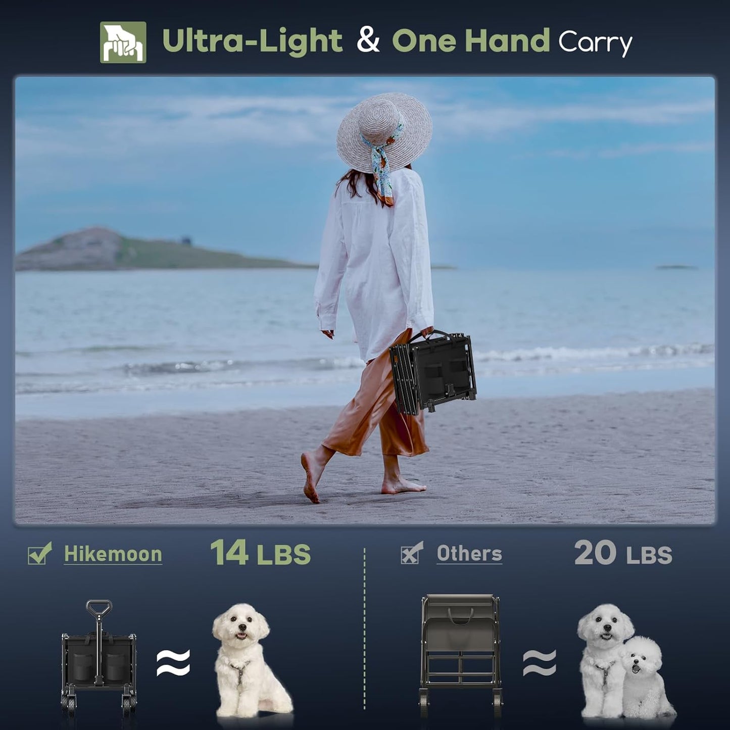 34'' Extra Long Collapsible Wagons Carts Foldable, 360LBS Heavy Duty Folding Beach Wagon Cart with Wheels, Portable Utility Outdoor Wagon for Grocery, Shopping, Garden, Sports, Camping, Black