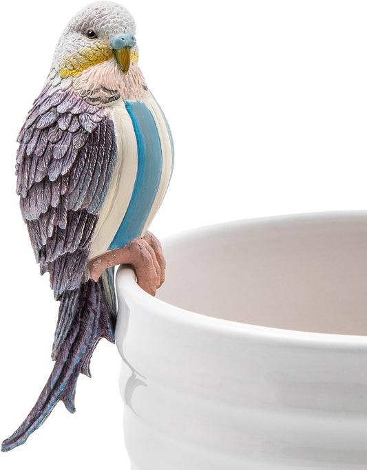 MACKENZIE-CHILDS Pot Climber, Decorative Flowerpot Hanger, Indoor and Outdoor Planter Hanging Decor, Blue Parakeet
