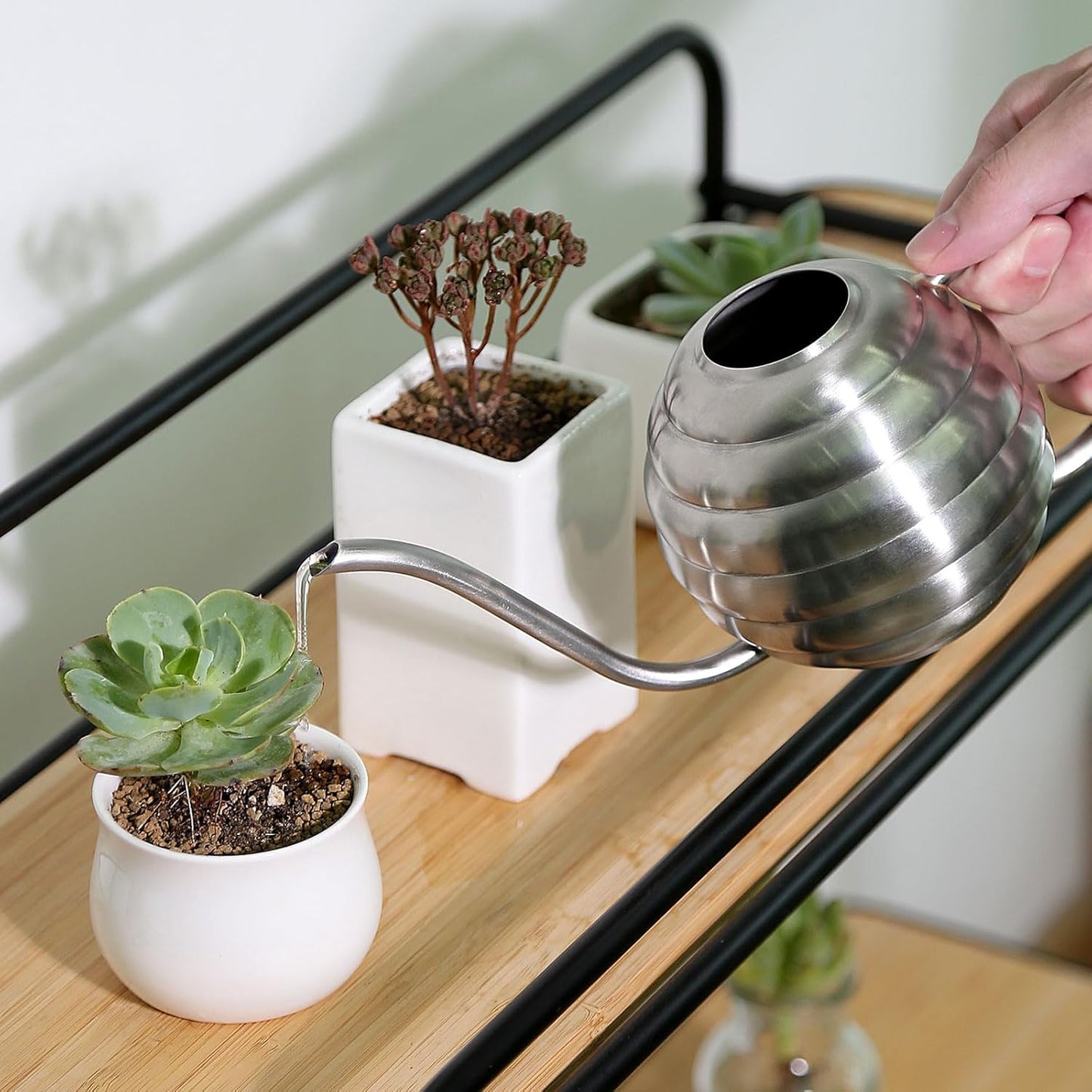 Plant Watering Bottle, 400ml/14oz, Retro Style Watering Can, Matte, Frosted (Silver)