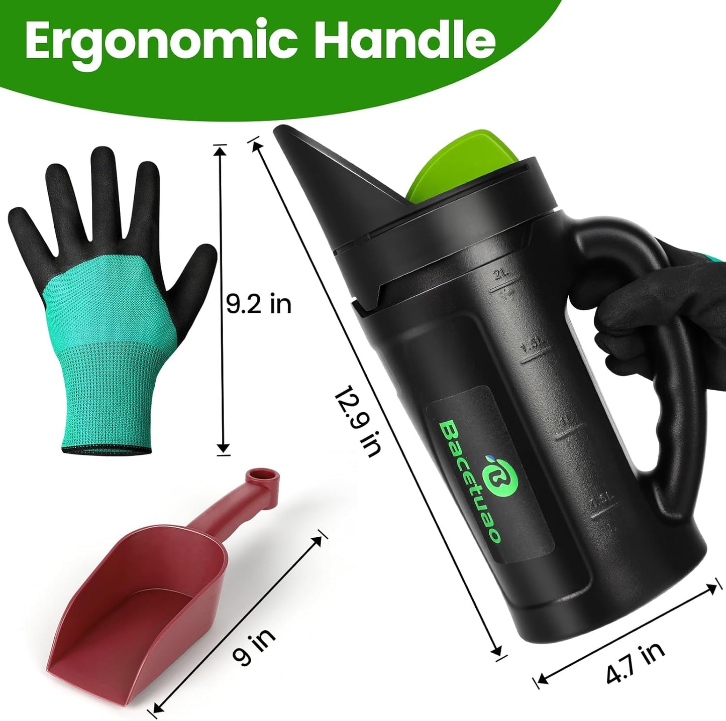 Hand Spreader Shaker, Multiple Adjustable Opening Sizes for All Purpose for Grass Seed, Fertilizer & Earth Food, Snow Salt, Ice and Snow Melt - Up to 80 Oz