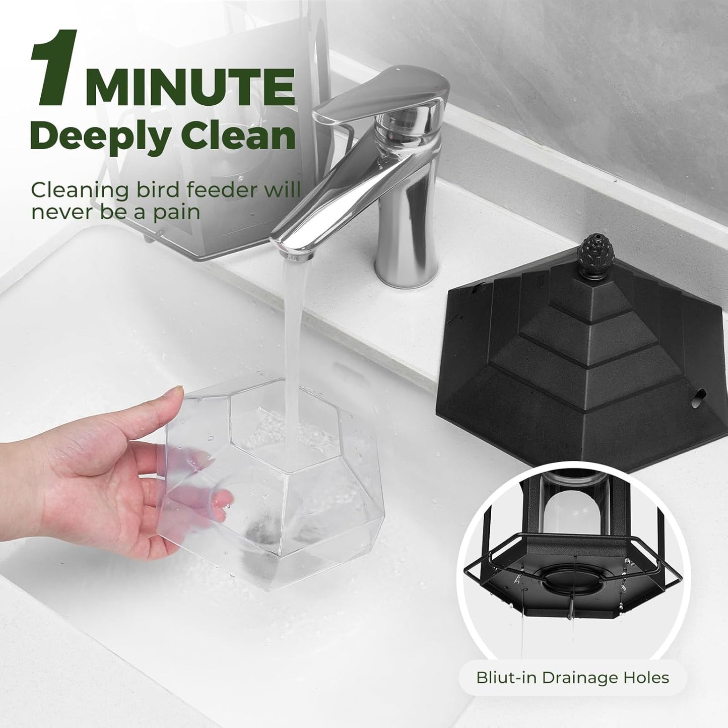 Kingsyard Metal Bird Feeder for Outdoors Hanging, 3 lbs Seed Feeder, Wild Bird Feeders for Garden Cardinal Finch Bluebird, Easy to Fill & Clean, Black