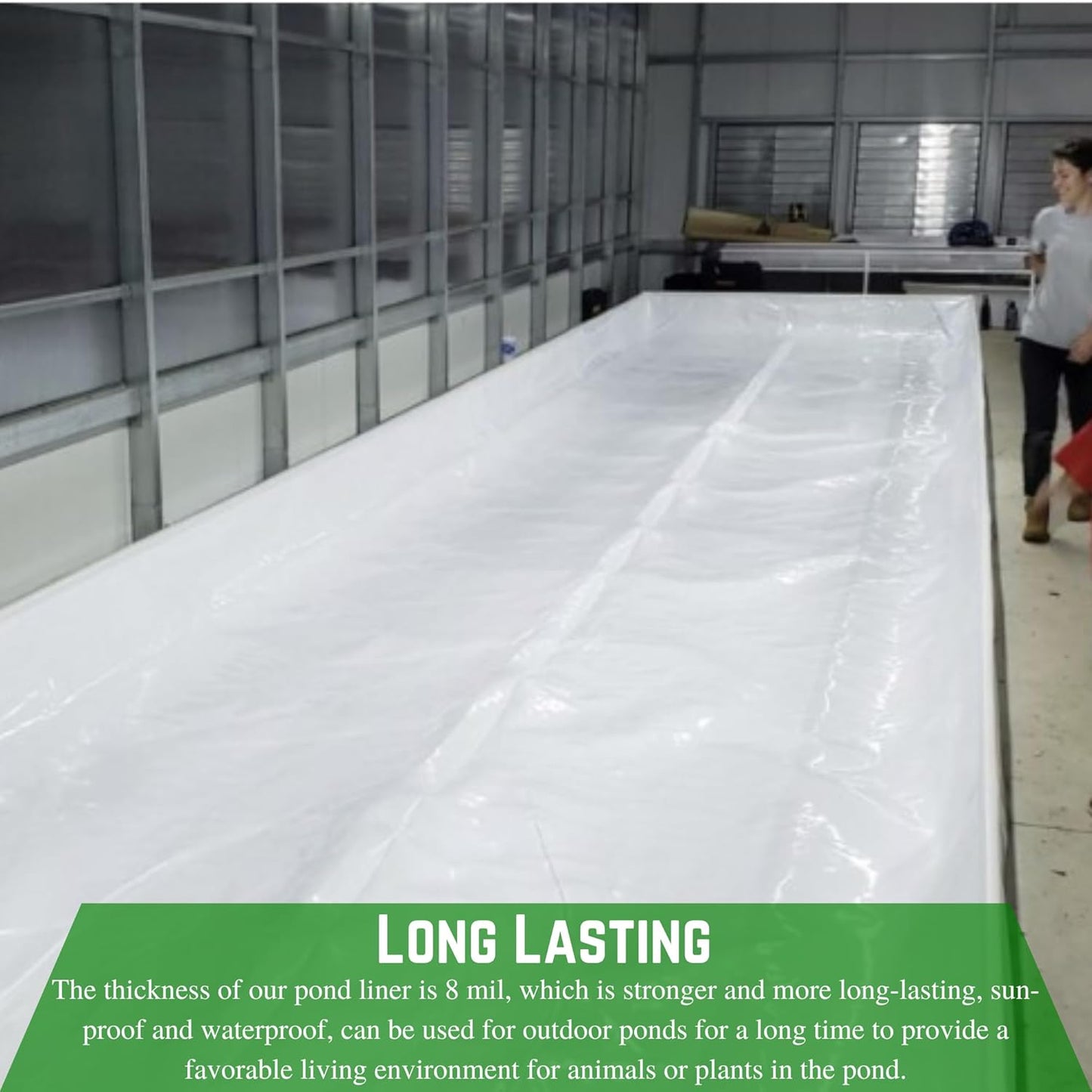 Farm Plastic Supply - 8 Mil Black/White Pond Liner - 8 Mil Fish Pond Liner, Pond Liners for Outdoor Ponds, Koi Ponds, Garden Fountain, Waterfall, Containment Liner (12' x 8')