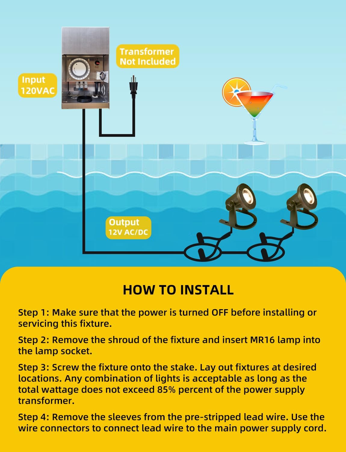 COLOER Brass Underwater Lights(Bronze) 10 Pack with LED MR16 Bulb 12V Low Voltage Fountain Light IP68 Waterproof Copper Outdoor Landscape Lighting for Swimming Pool Ponds or Outside Water as Spotlight
