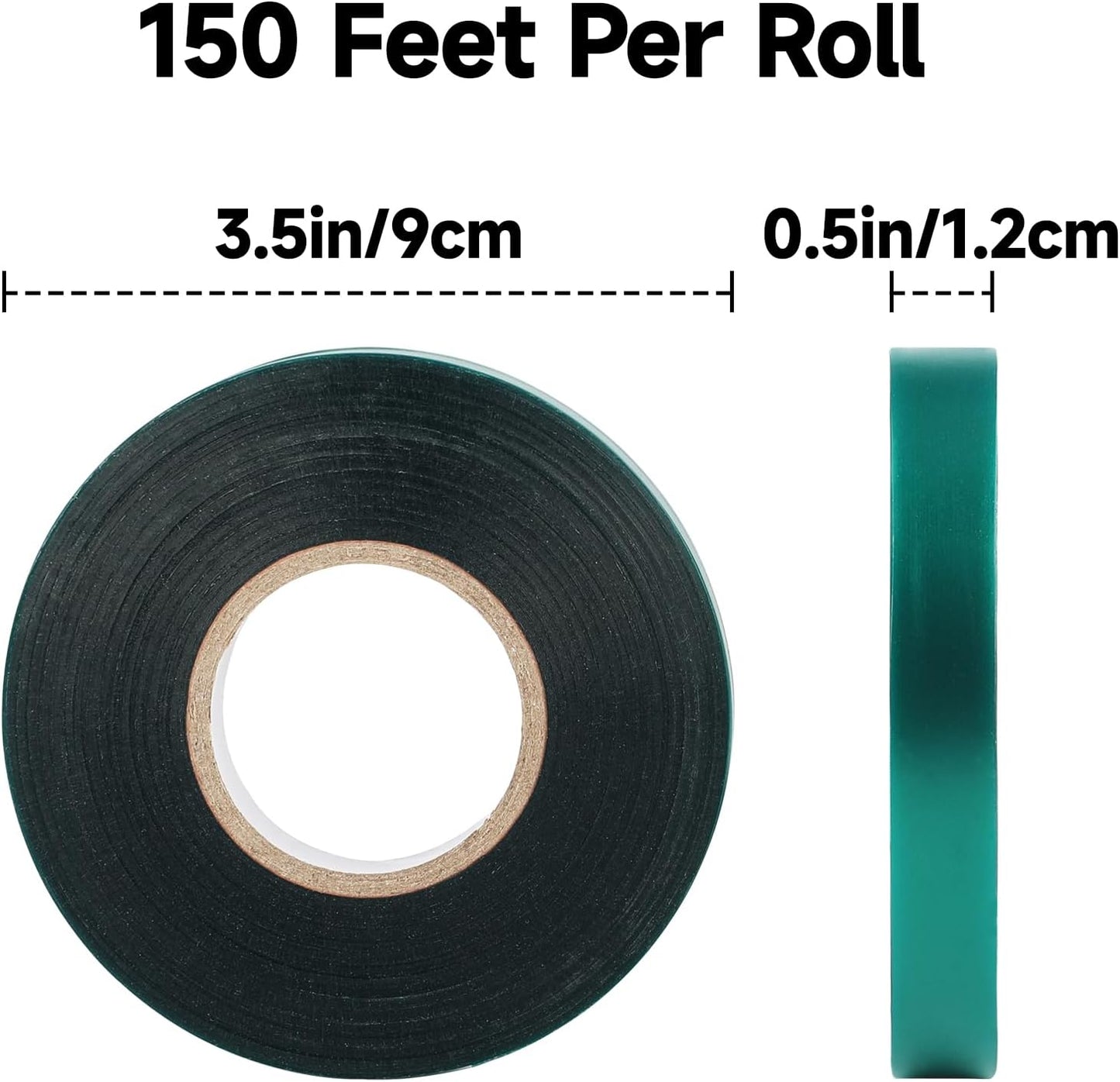 KINGLAKE GARDEN Stretch Tie Tape Roll-4 Rolls Total 600 Feet 1/2" Green Garden Tape,Plant Ribbons Plant Garden Tie for Branches, Climbing Planters, Flowers