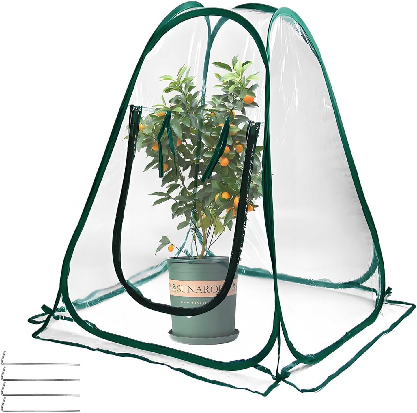 Plant Mini Greenhouse Pop Up Transparent Greenhouse Freeze Protection PVC Plant Cover with Roll-up Zipper Entry Doors for Indoor and Outdoor Gardens Protecting Plant from Cold Frost(PVC, 28x28x32in)