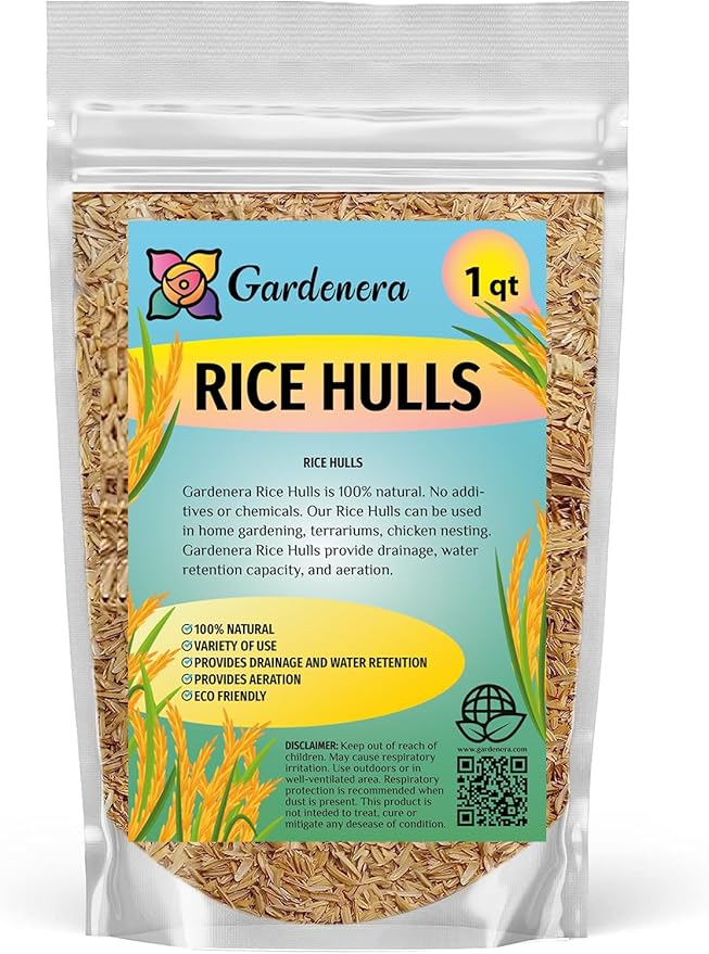Natural Rice Hulls - Eco-Friendly Mulch and Soil Amendment for House Plants and Chicken Bedding - 1 Quart
