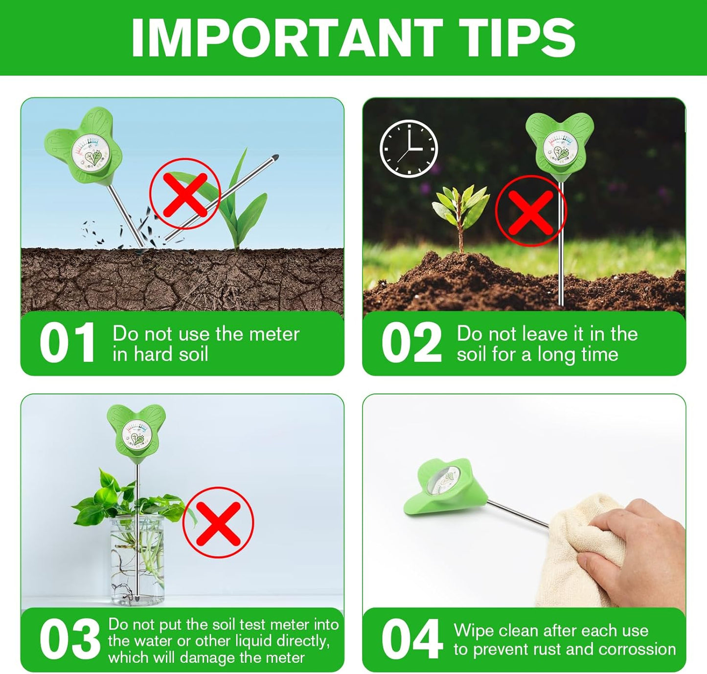 UNIWA Soil Moisture Meter, Plant Water Meter for House Plants and Indoor Potted Plants, Soil Moisture Monitor for Garden, Farm, and Lawn Plant Care,No Battery Needed