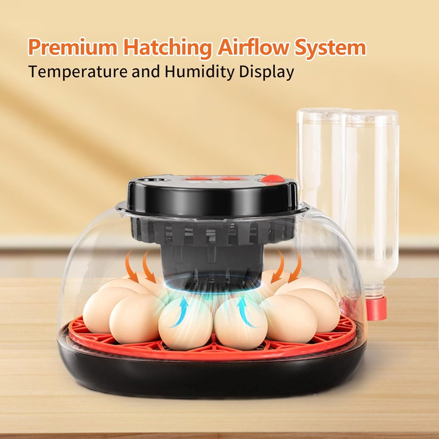 Incubators for Hatching Eggs, 12 Egg Incubator with Automatic Egg Turning and Humidity Control, Water Refill, Air Vent, 360° Viewing for Chickens Ducks Birds, Ideal for Farm, Classroom, Lab, Home Use