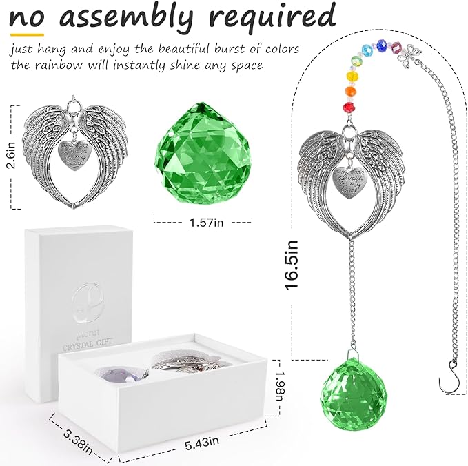 Memorial Gifts for Loss of Loved One Unique Sympathy Gifts Rainbow Sun Catcher Indoor Window Hanging Crystal Prism Grief Bereavement Gifts Ideas for Who Loss of Mom Dad (Green)