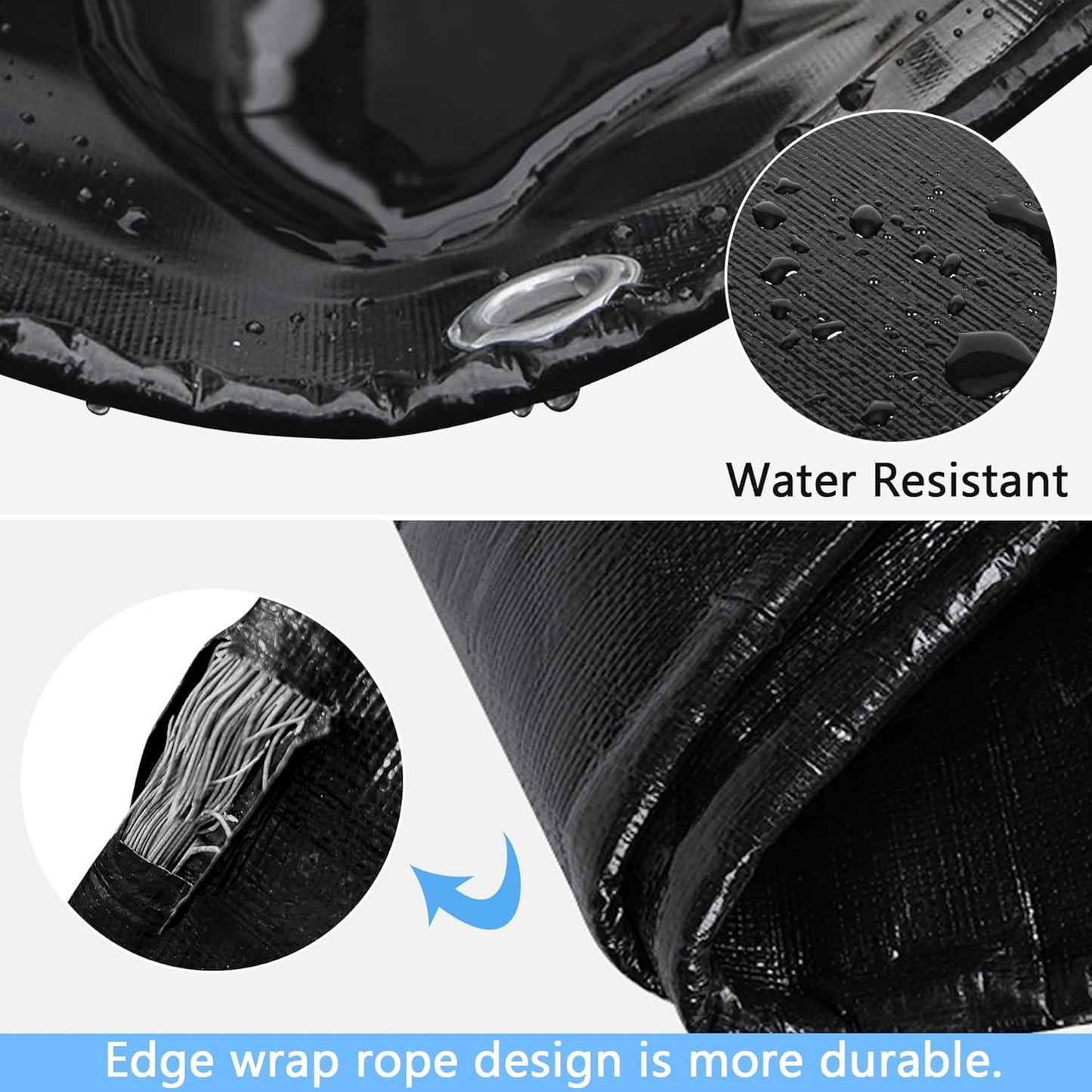 Reinforced PE Pond Liner 15 x 20 FT, 28 Mil Sun Resistant Preformed Pond Liner, Hemmed Edge with Buttonholes Liner for Outdoor Large Ponds, Fish/KOI/Duck Pond, Garden Waterfall, Waterscape, Black