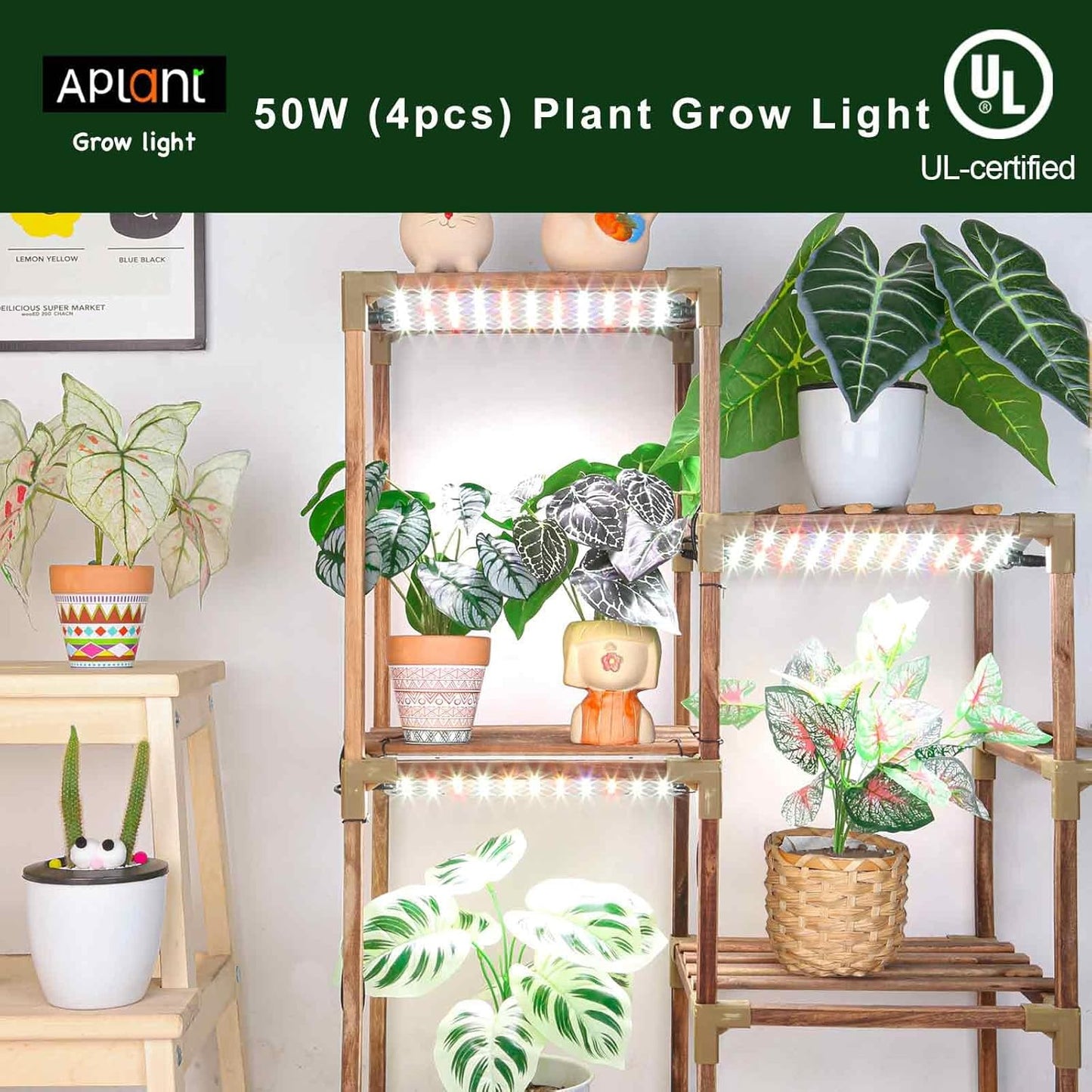 Plant Grow Light, Slim Space-Saving Grow Lights for Indoor Plants, 50W Dimmable Indoor Plant Lights with 6/12/16h Timer, Expandable Full Spectrum Grow Lamp Strip for Greenhouse, Germination