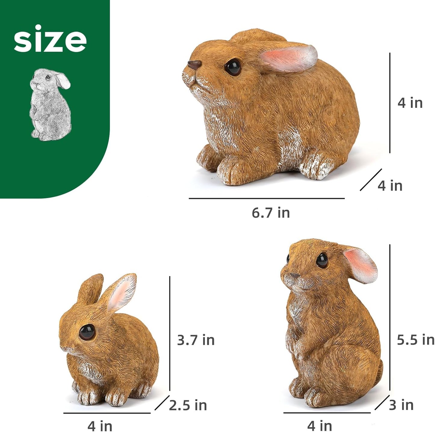 Bunny Decor Yard Decorations Outdoor Set of 3, Bunny Decorations for Home Garden Outdoor Statues, Easter Rabbit Figurines mom Gifts