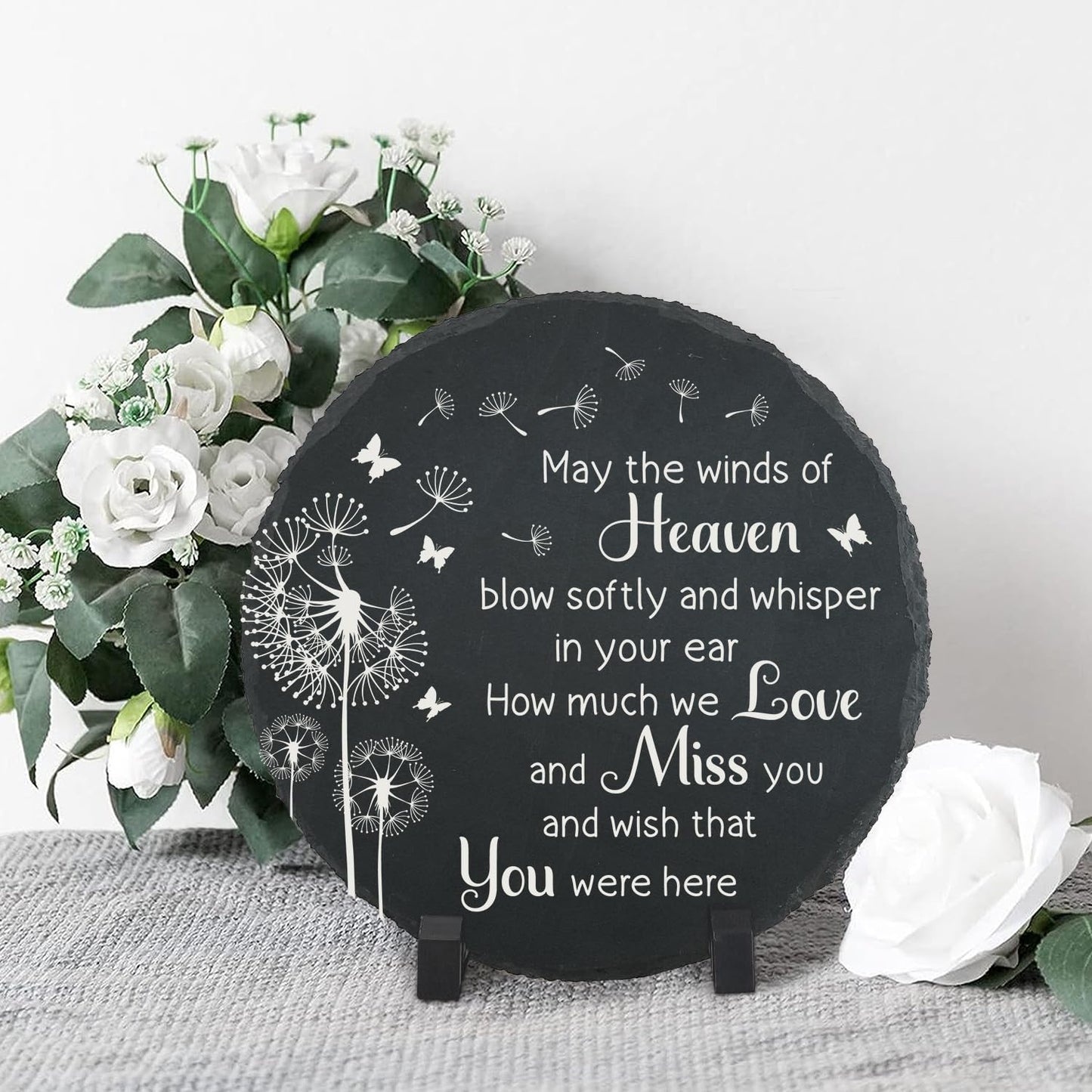 Memorial Garden Slate Stone, Memorial Plaque Sympathy Gifts for Loss of Loved One, Dandelion Memorial Gifts for Loss of Father, Mother, Brother, Son, Husband Stones TNA16