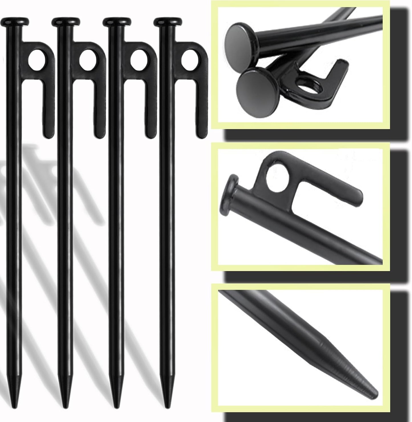 Tree Stake Kits, Tree Stakes and Supports Kits for Hurricane Protection & Bad Weather, Include 4 PCS 11.8" Heavy Duty Steel Tree Stakes, 4 PCS 15.8" Tree Straps and 4PCS 16.4FT Rope