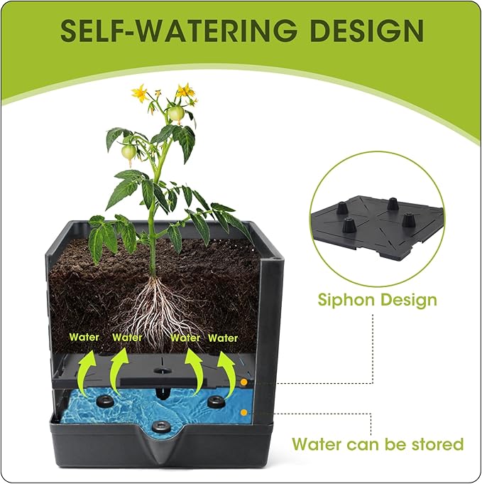 MQFORU Raised Garden Bed, 57" Tomato Planter with Trellis, Tomato Cages for Climbing Vegetables Plant, Self Watering Tomato Support Box for Garden Pots, Use for Patios Greenhouse Indoor Outdoor（1Pc）