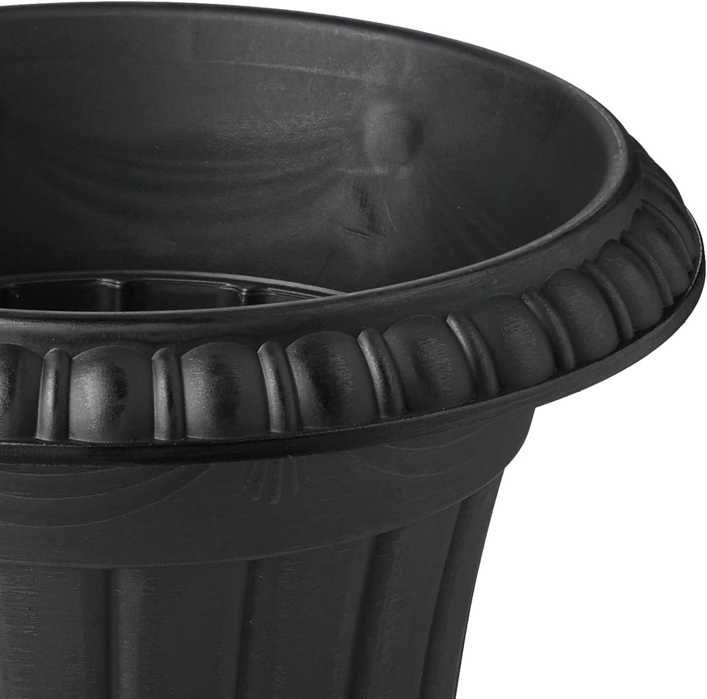 PL00BK Classic Traditional Plastic Urn Planter, 16” x 18”, Black