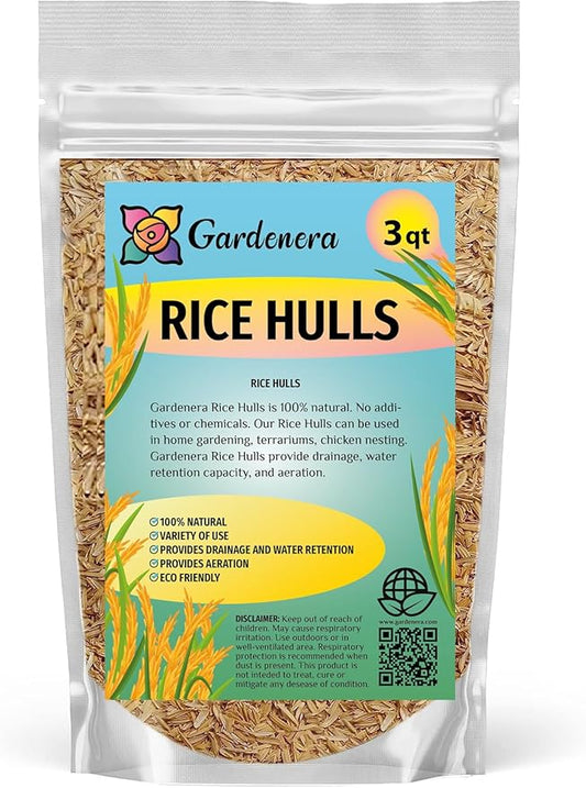 Premium Rice Hulls - Sustainable Gardening Essential for Improved Water Retention and Nutrient Absorption - 3 QUARTS
