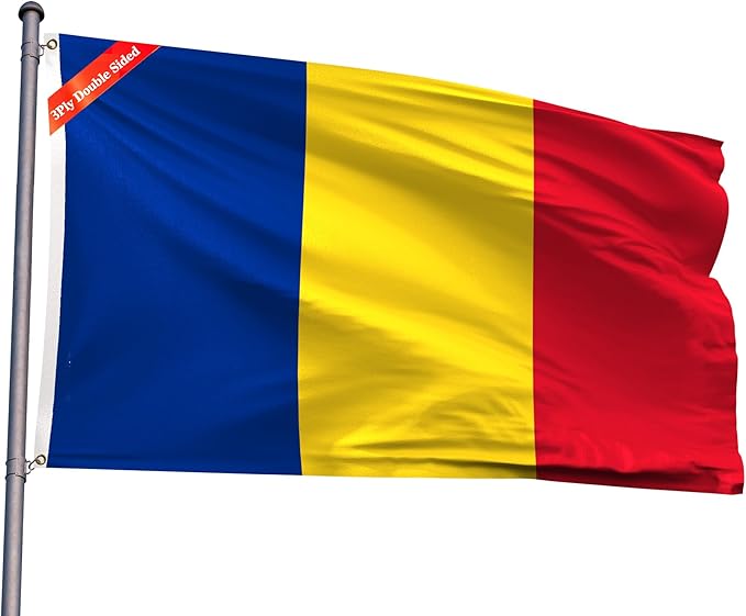 Double Sided Romania Flag 3x5FT Romanian National Polyester Banner With 2 Grommets Fade Resistant Vivid Color For Patriotic Festival Events Party Decoration (Romania, 3x5FT-3ply)
