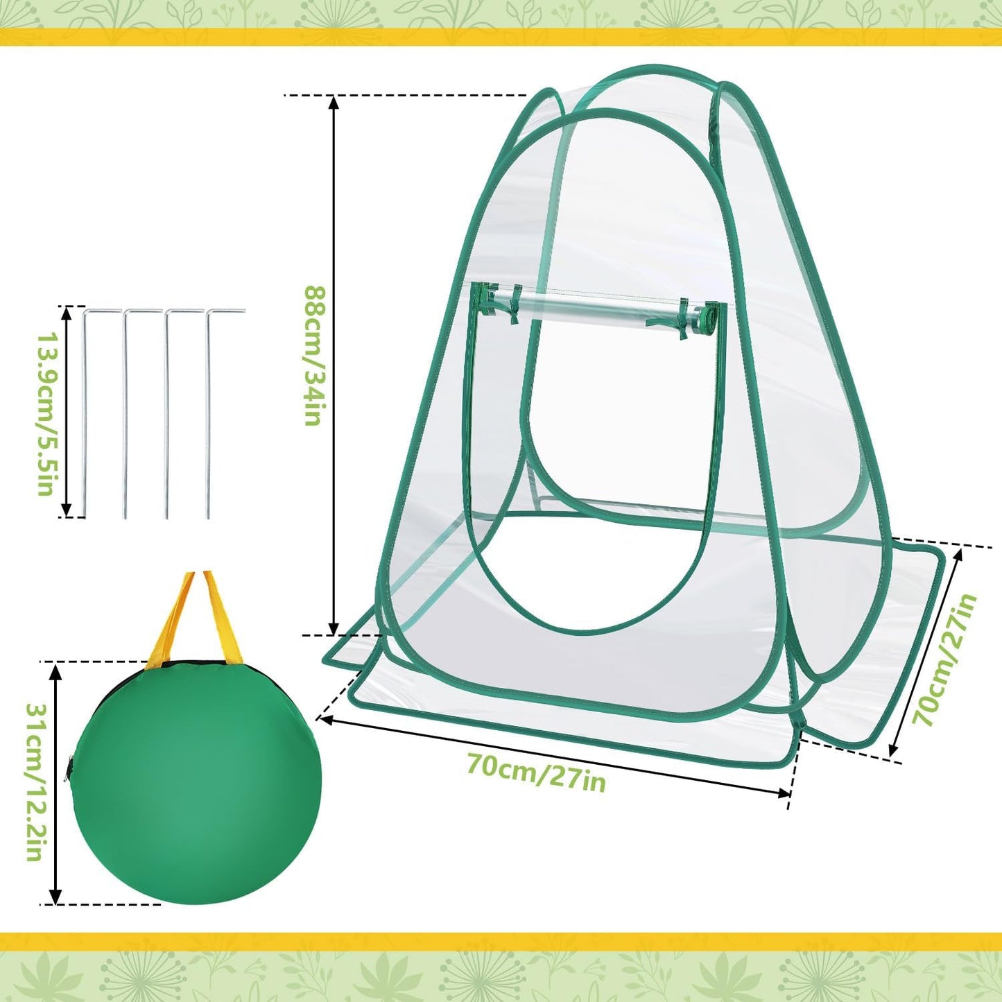 Pop Up Greenhouse Cover, Mini Greenhouse PVC Gardening Plant 2-Pack, Portable Small Green House for Indoor Outdoor, Sunshine Room Backyard Flow