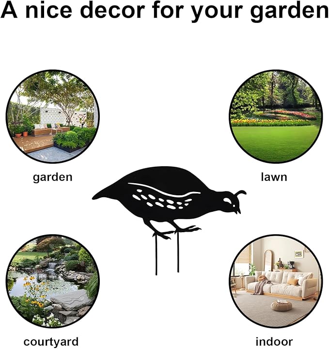 jojofuny 4pcs Garden Quail Stake Bird Yard Art Metal Statue Decor Animals Silhouette Outdoor Decoration Courtyard Ornaments for Lawns Backyard Patio Backyard Pathway