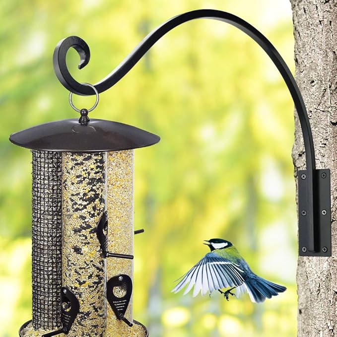 Qiang Ni Heavy-Duty Plant Hanger Outdoor: Hanging Plant Hook for Outside Basket - 22-Inch Wall Mount Plant Bracket for Bird Feeder…