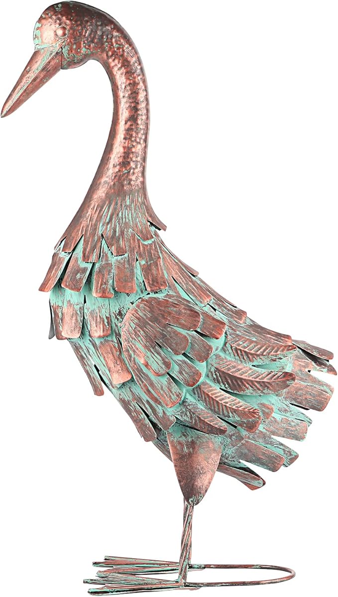 Garden Outdoor Statue Metal Duck Art Sculpture for Lawn, Farm and Patio - 25 Inches