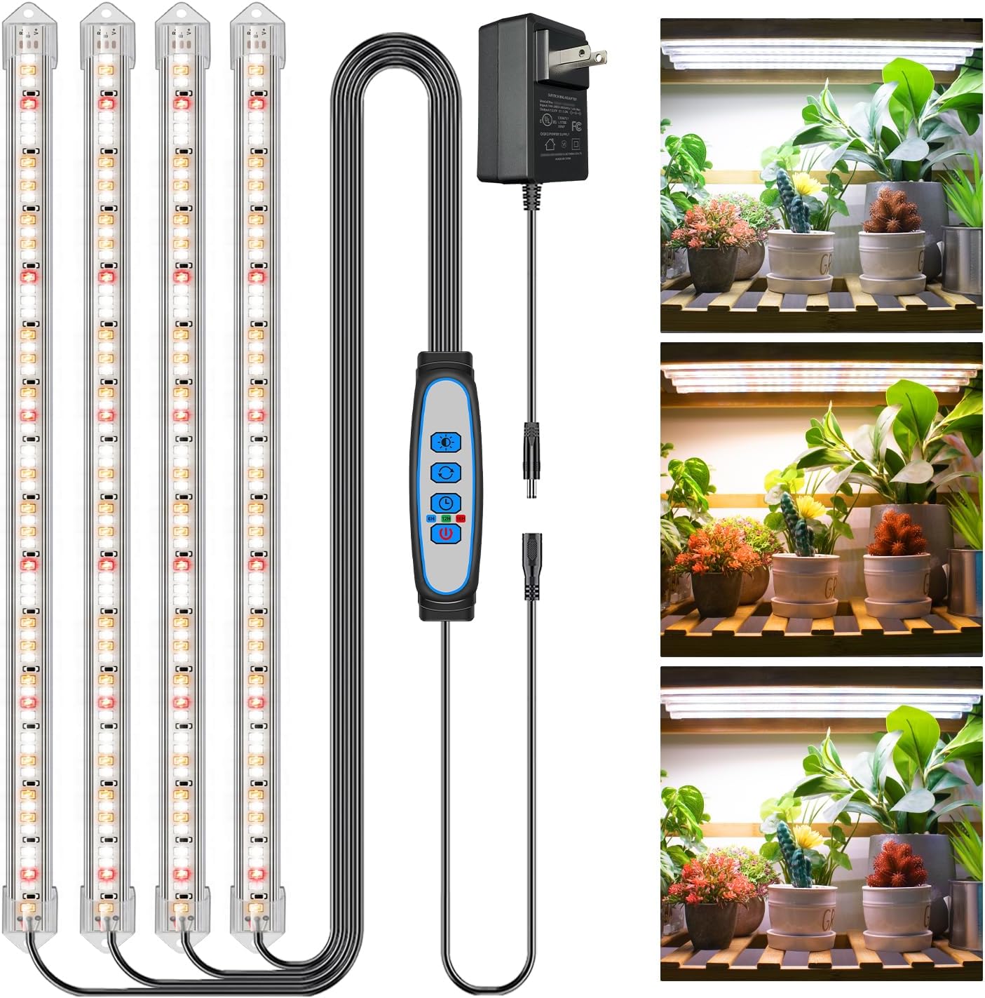 Grow Lights for Indoor Plants, 16" Full Spectrum Plant Grow Light Strip with Upgrade Timer 6/12/16 Hrs, 3 Spectrum Modes, 240 LEDs Sunlike Growing Lamp for Seedlings Hydroponics Succulent