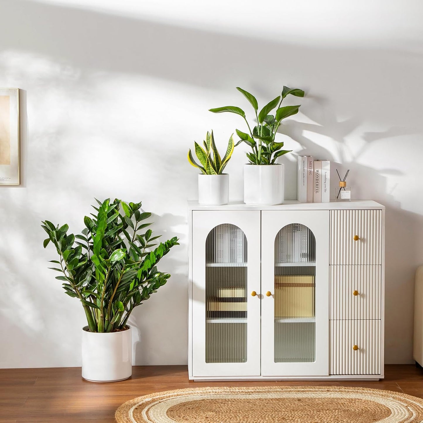 vancasso 6"+8"+10" Ceramic Pot for Plants, Large Outdoor Indoor Planter Pots with Drainage Holes, Set of 3, White