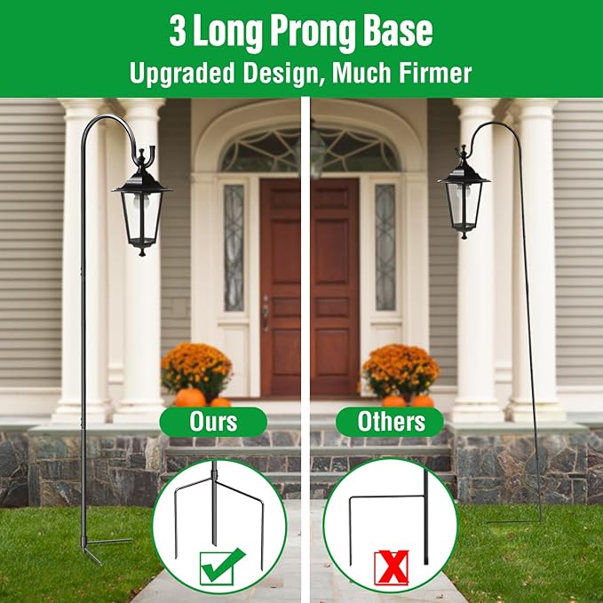 GOFORWILD Shepherd Hook 2 Pack Black, 33 inches Tall, Made of Premium Metal for Garden Decor, Plant Hanger, Lantern Hook, Solar Light Hanging, 7011