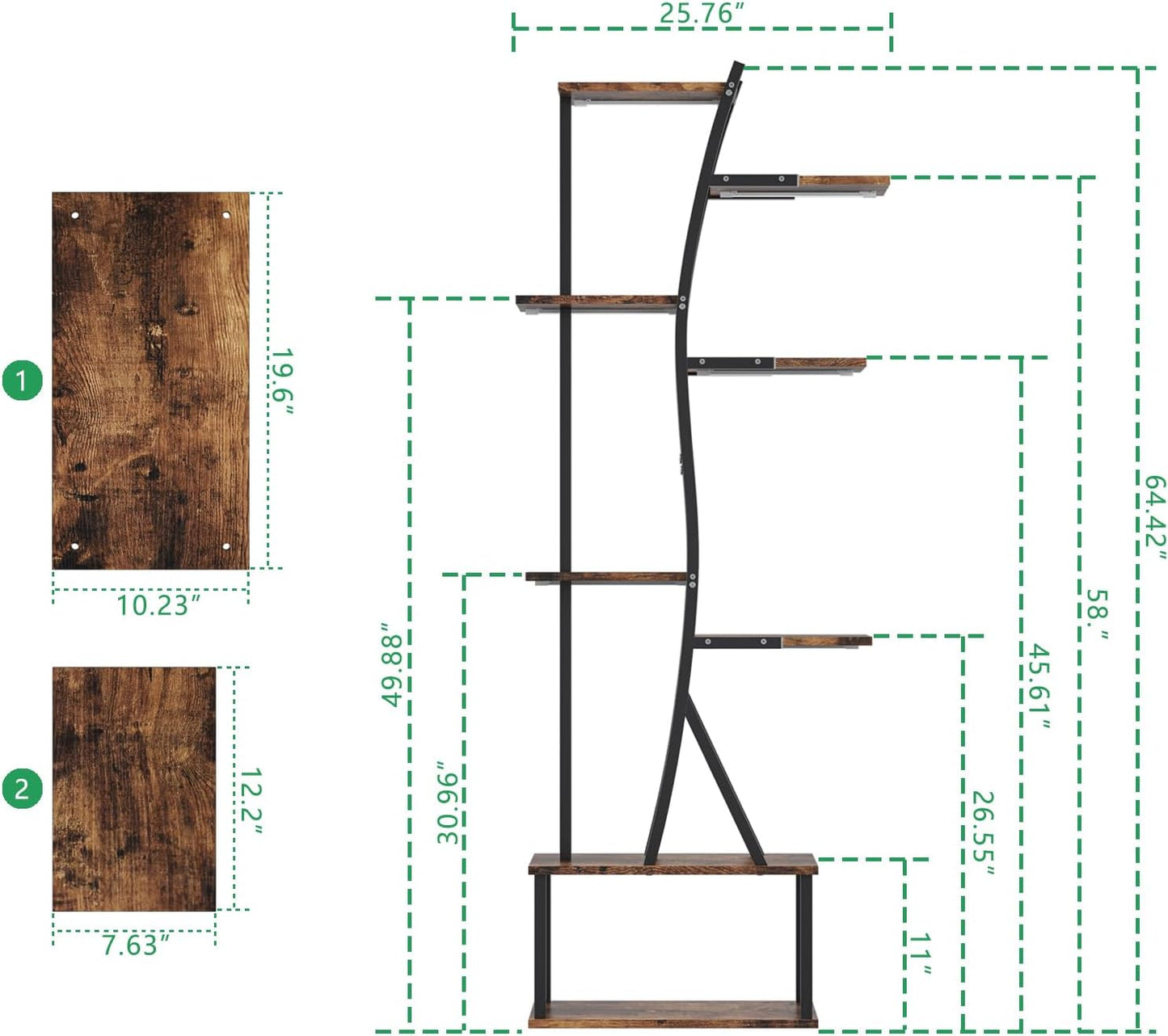 Plant Stand Indoor with Grow Lights, 8 Tiered Indoor Plant Shelf, 64" Lighted Corner Plant Stands for Indoor Growing, Large Flower Holder for Living Room, Patio, Balcony Décor