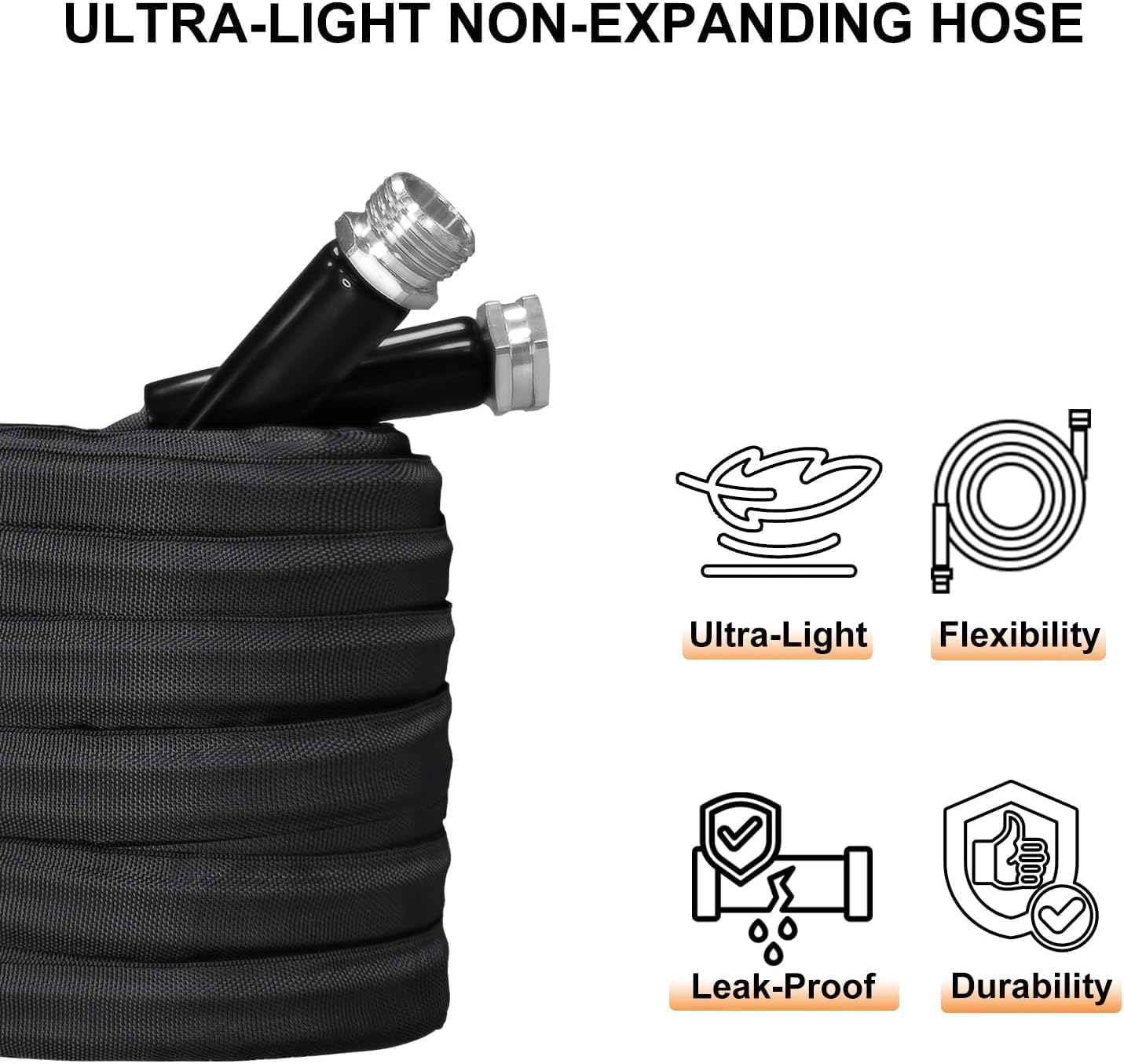 Garden Hose, Lightweight, Ultra Flexible, Durable, Kink-Free Garden Hose, RV, Marine and Camper Hose (100 FT)