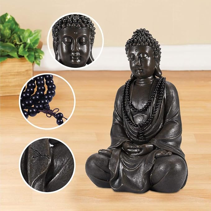Goodeco Meditating Buddha Statue Outdoor - Large Zen Garden Buddha Sculpture,Indoor/Outdoor Statues Decoration,Decor for Home,Garden,Patio,Deck,Porch Yard Art,Antique Bronze (17 inch)
