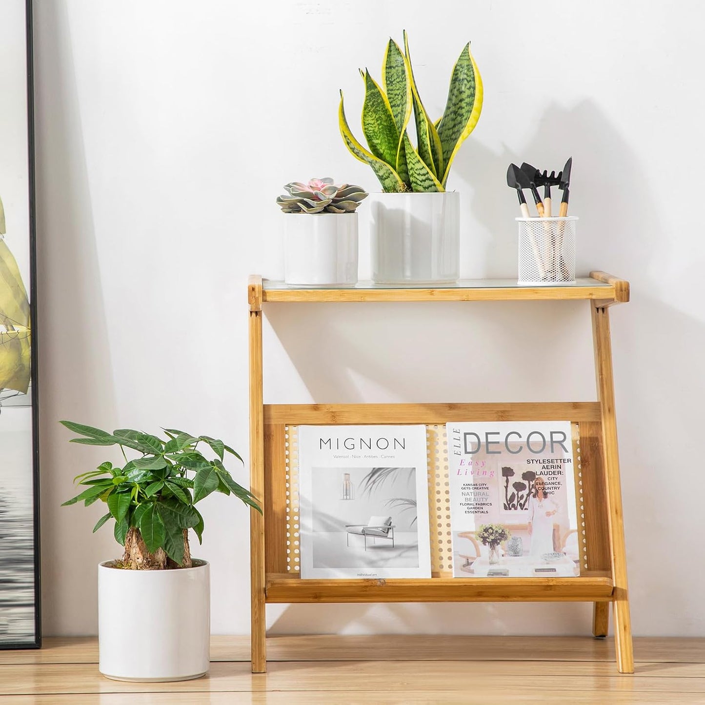 vancasso Ceramic Plant Pots, 4.25+5.25+6.25 Inch Planter Pot with Drainage Hole, Flower Pots for Indoor Outdoor Plants, Set of 3, White