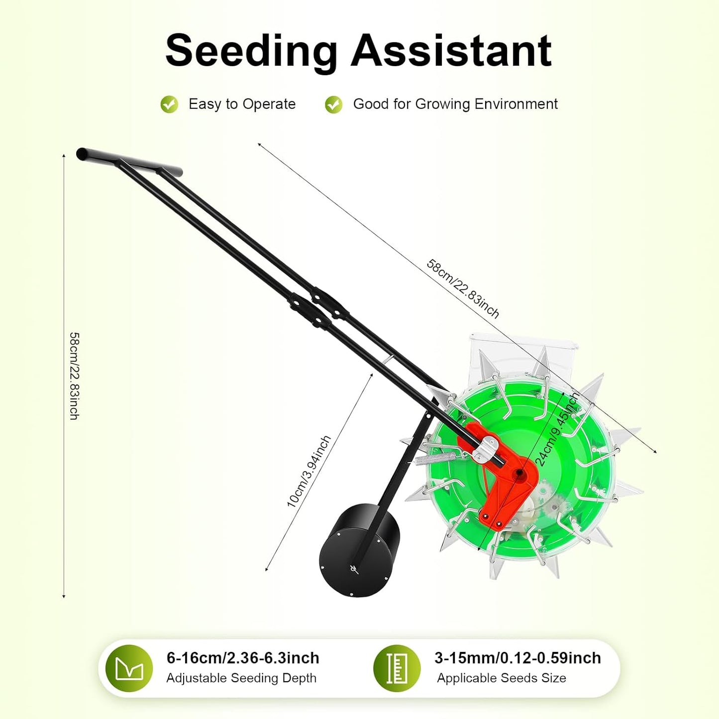 Manual Seeder,Garden Hand-Push Seeding Machine Walk-Behind Row Crop Planter Roller Seeding Hand Push Seeder for Soy Peanut Corn Cotton Soybean (12 Nozzles)