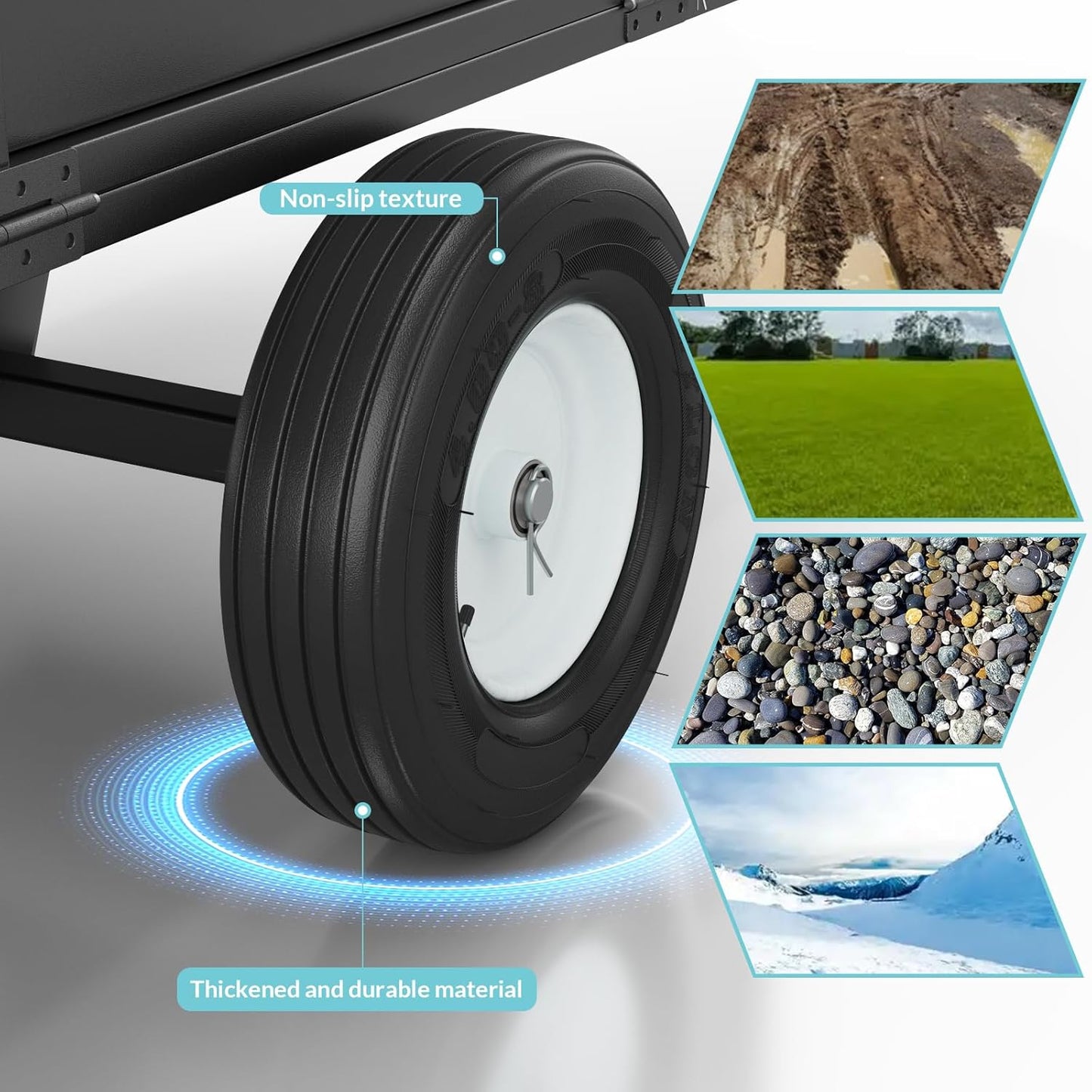 750 Lbs Capacity ATV/UTV Dump Trailer – 15 Cu. Ft. Heavy-Duty Steel Utility Cart with Removable Sides, Universal Hitch, Hand/Foot Lever Dump, for Lawn Tractor & Riding Mower