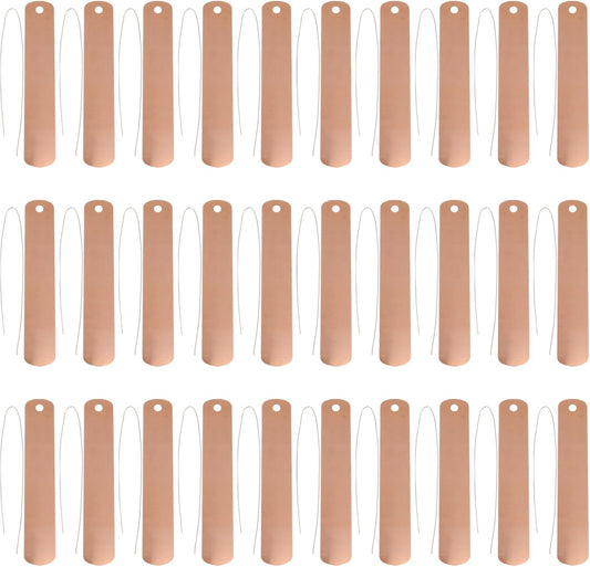 KESYOO Copper Plant Tags Reusable Garden Labels Hanging Metal Plant Tag with Wires for Flower Bed Balcony Pots Planters - 4.72 X 0.78 Inches