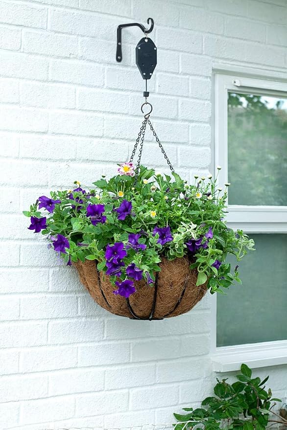 Mkono Hanging Plant Bracket 6 inch Metal Wall Plant Hook Decorative Plant Hanger for Bird Feeders, Planters, Lanterns, Wind Chimes, Home Decor Indoor Outdoor 2 Pack, Black