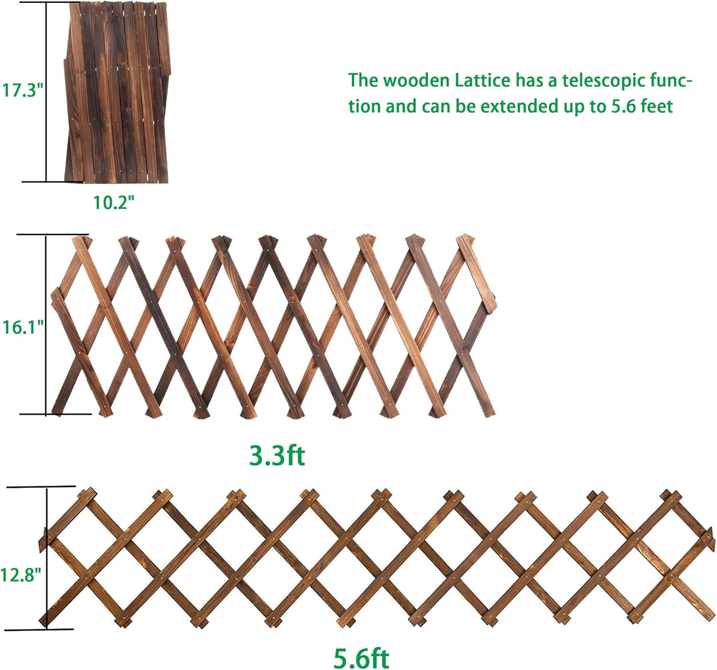 Avalution Extensible Natural Garden Wooden Fence Lattice Frame Plant Support Frame Natural Wooden Lattice Frame for Cucumber Climbing Plant Vines Ivy Rose 75"x11.8" Lattice Fence Panel(2Pack)