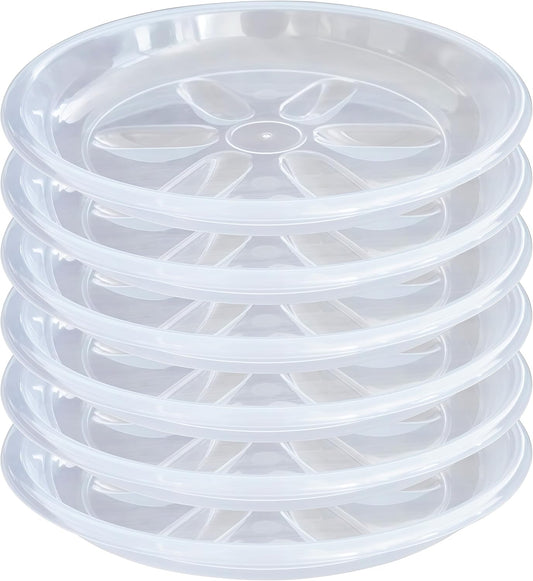 6 Pack of Plant Saucer, 6 8 10 12 inch Clear Plant Trays for Pots, Plant Water Catcher Tray, Plant Plate for Indoors Outdoors (6 inch, Clear)